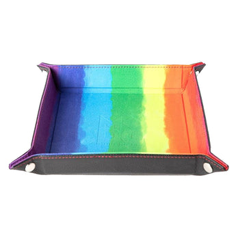 Metallic Dice Games - Velvet Folding Dice Tray - Watercolour Rainbow (10x10) - Good Games
