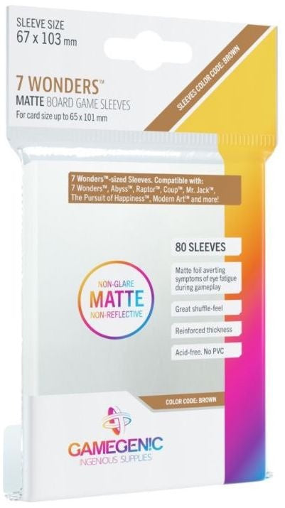 Gamegenic Matte Board Game Sleeves - 7 Wonders/Abyss (67mm x 103mm) - 80