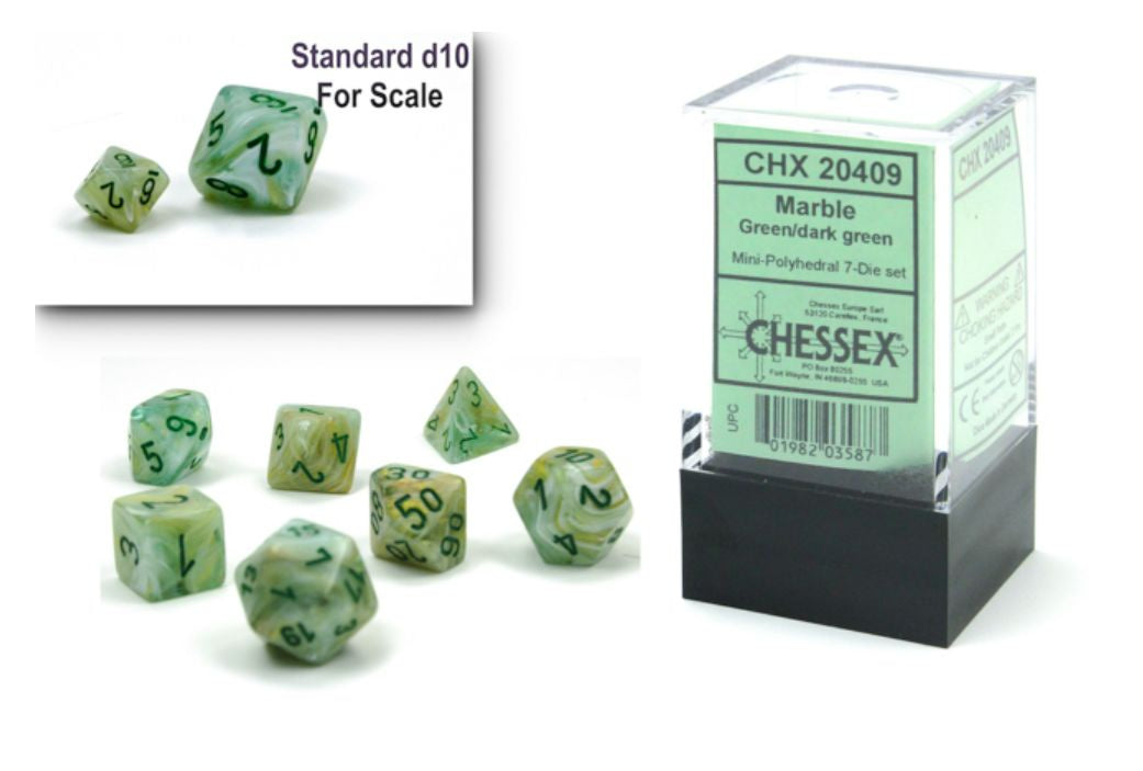Chessex - Marble Mini Green/Dark Green 7-Die Set (CHX 20409) - Good Games
