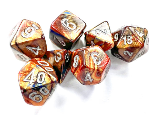 Chessex - Dice Sets: Lustrous Mini-Polyhedral Gold / silver 7-Die set - Good Games