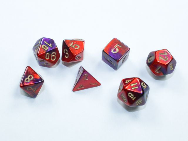 Chessex - Gemini Mini Purple-Red/Gold 7 Die Set CHX 20626 - Good Games