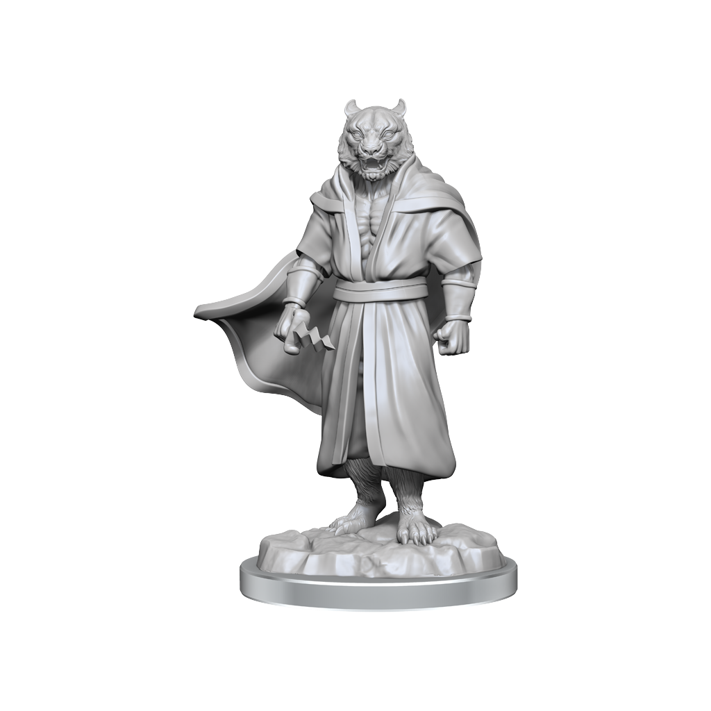 Critical Role Unpainted Miniatures Male Human Sorcerer Merchant & Tiger Demon - Good Games