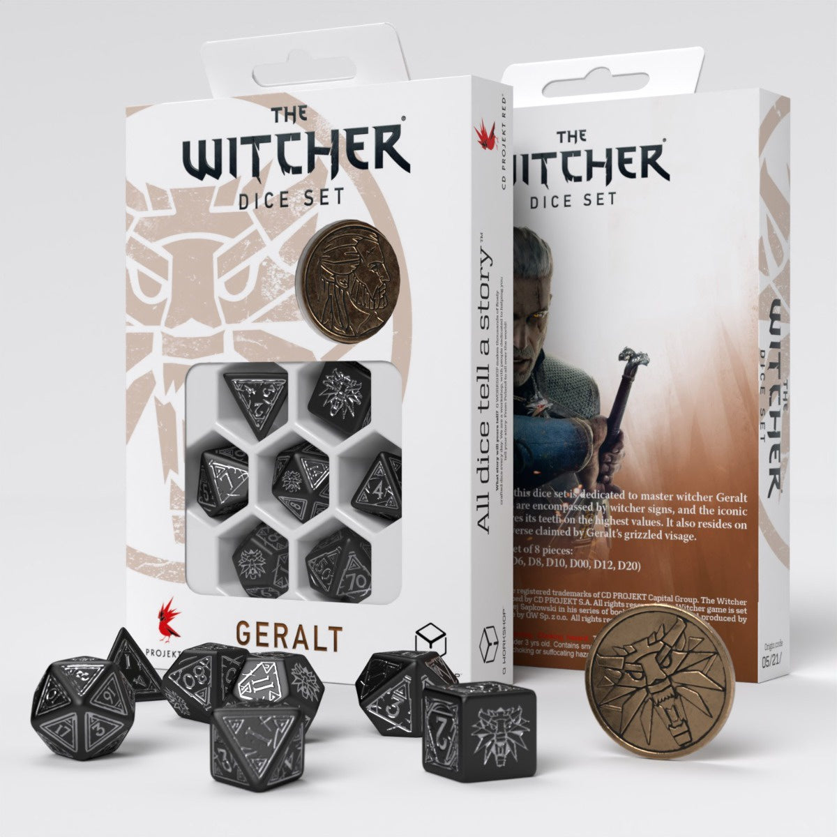 Q Workshop - The Witcher Dice Set Geralt - Silver Sword Dice Set 7 With Coin - Good Games