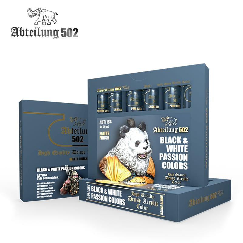 AK Interactive Dense Acrylics Set - Black And White Passion Colors - Good Games