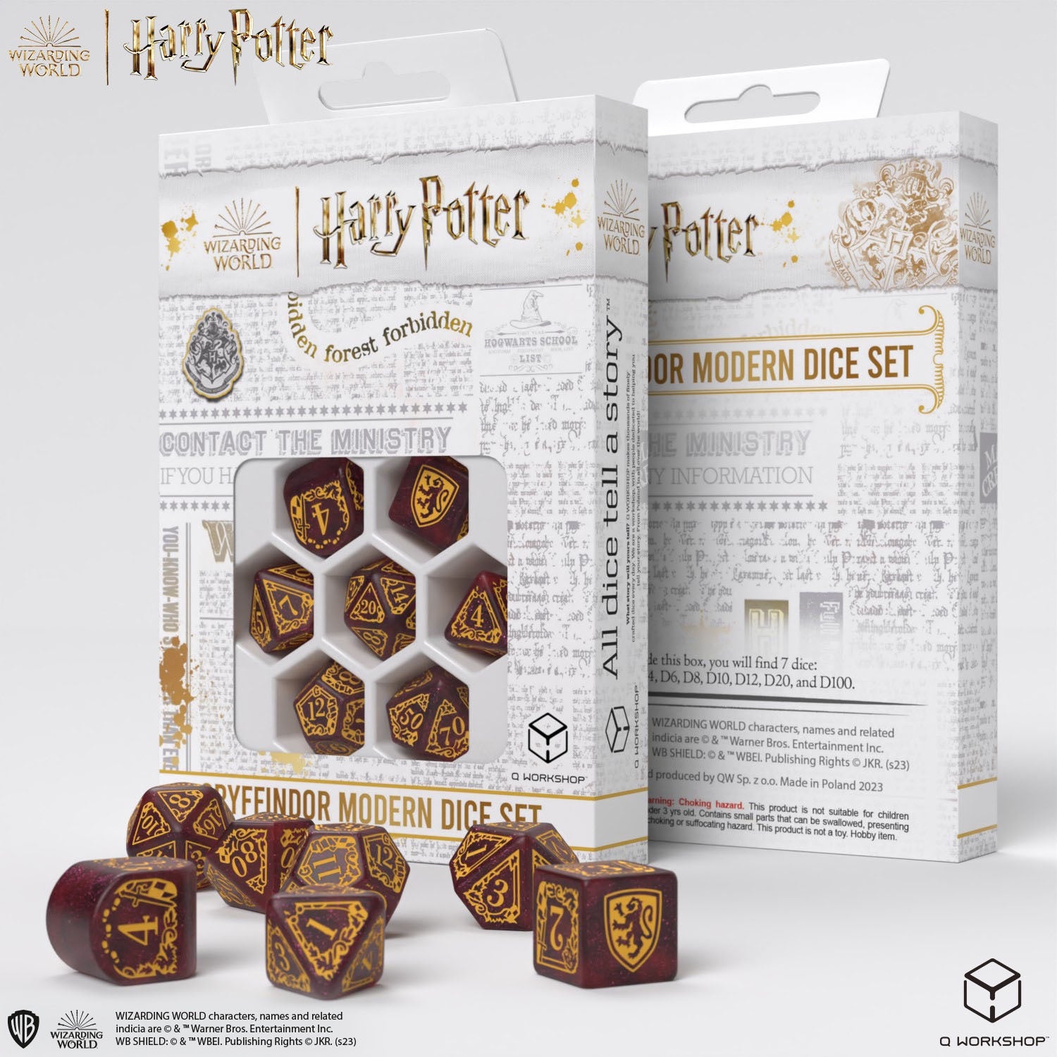Q Workshop - Harry Potter Modern Dice Set Gryffindor Red Dice Set 7 - Good Games