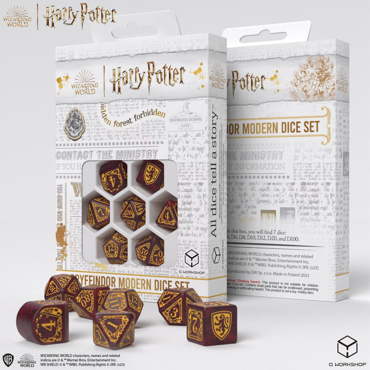 Q Workshop - Harry Potter Modern Dice Set Gryffindor Red Dice Set 7 - Good Games