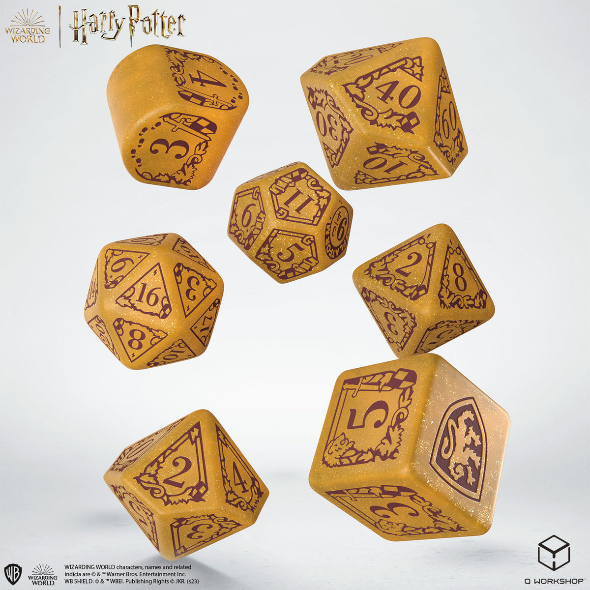 Q Workshop - Harry Potter Modern Dice Set Gryffindor Gold Dice Set 7 - Good Games