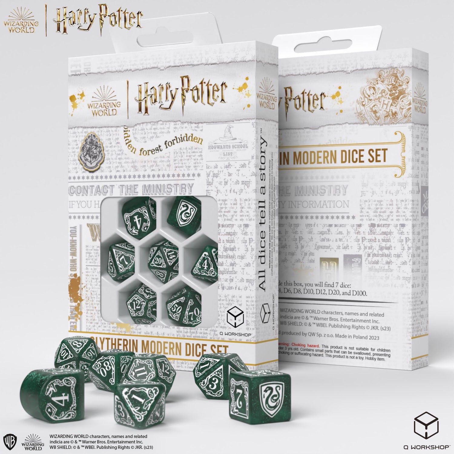 Q Workshop - Harry Potter Modern Dice Set Slytherin Green Dice Set 7 - Good Games