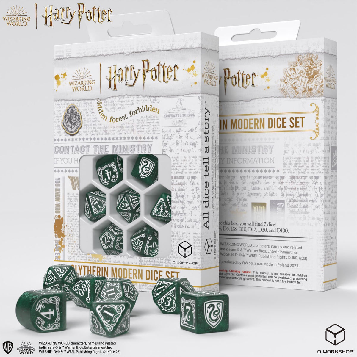 Q Workshop - Harry Potter Modern Dice Set Slytherin Green Dice Set 7 - Good Games