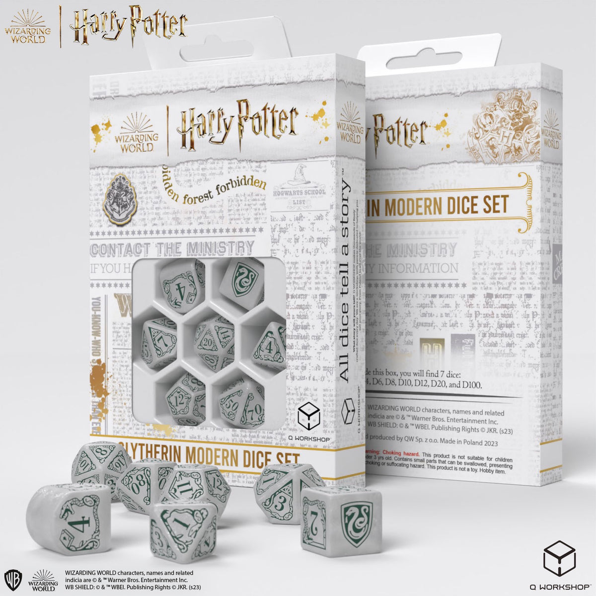 Q Workshop - Harry Potter Modern Dice Set Slytherin White Dice Set 7 - Good Games