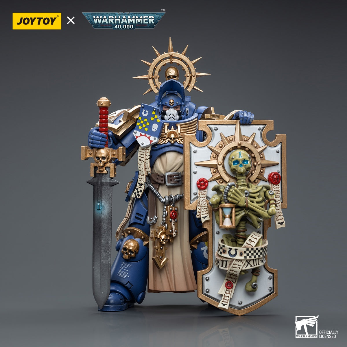 Warhammer Collectibles 1/18 Scale Ultramarines Primaris Captain with Relic Shield and Power Sword