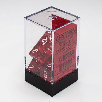Chessex - Translucent Polyhedral 7-Die Set - Red/White (CHX23074) - Good Games