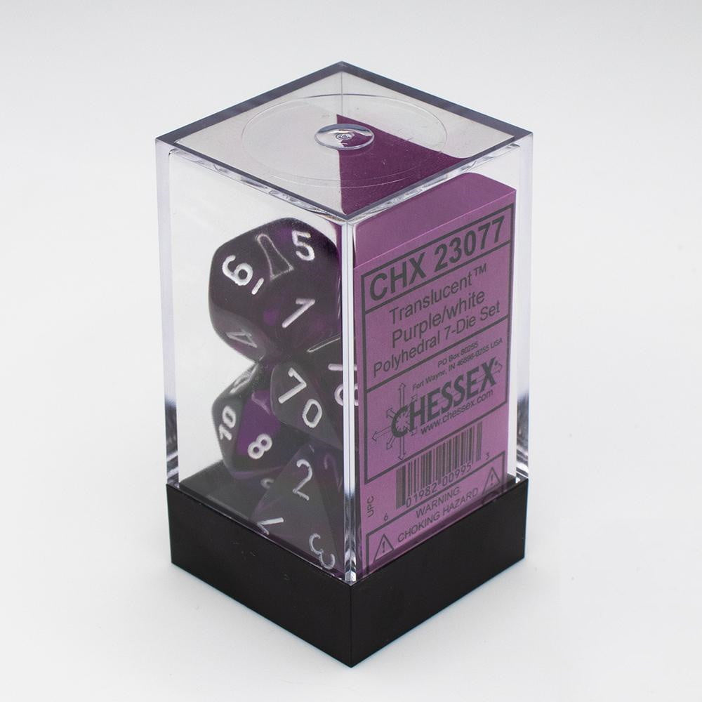 Chessex - Translucent Polyhedral 7-Die Set - Purple/White (CHX23077) - Good Games