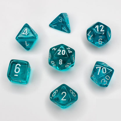 Chessex - Translucent Polyhedral 7-Die Set - Teal/White (CHX23085) - Good Games