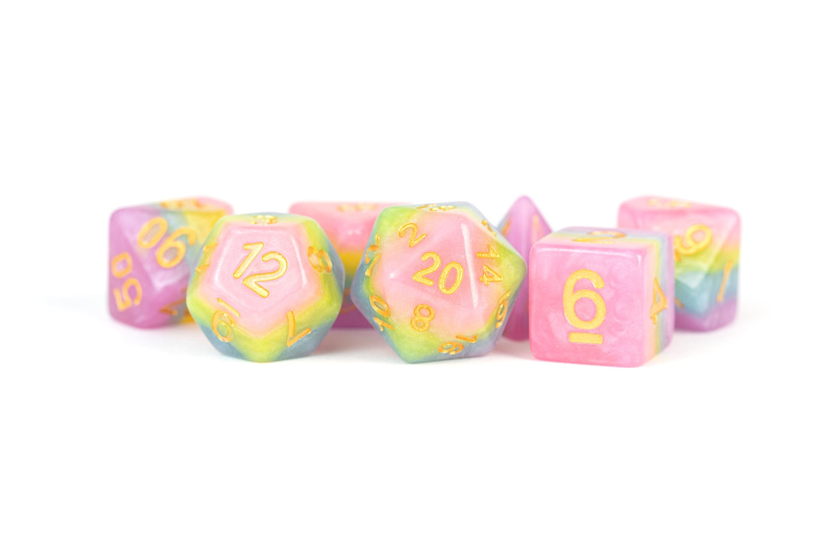 Metallic Dice Games - Polyhedral Resin Dice Set - Pastel Fairy - Good Games