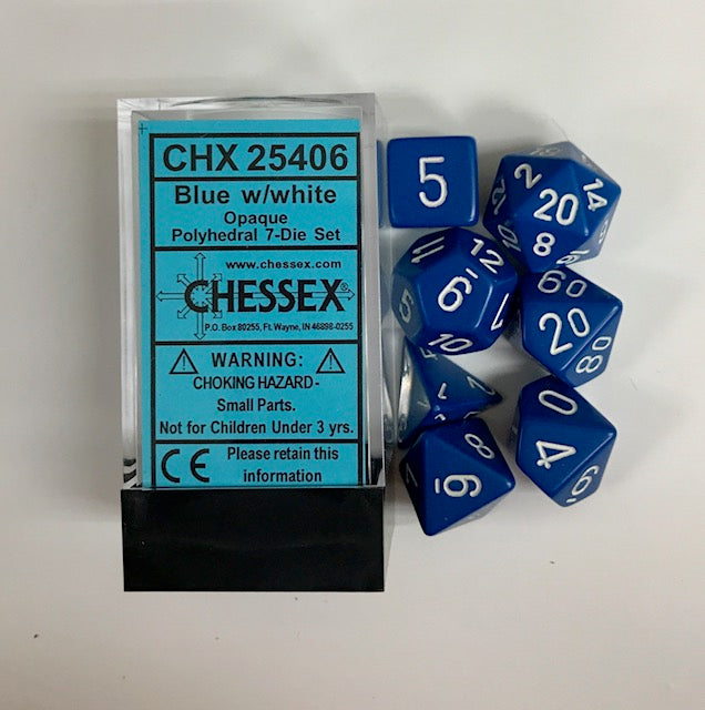 Chessex - Opaque Polyhedral 7-Die Set - Blue/White (CHX25406)