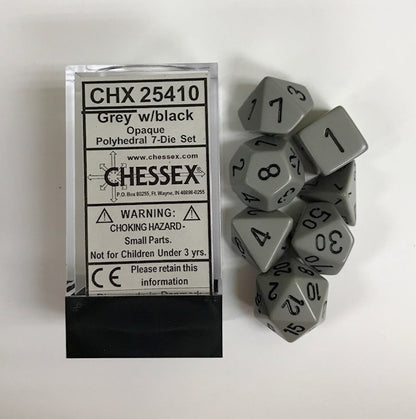 Chessex - Opaque Polyhedral 7-Die Set - Dark Grey/Black (CHX25410) - Good Games
