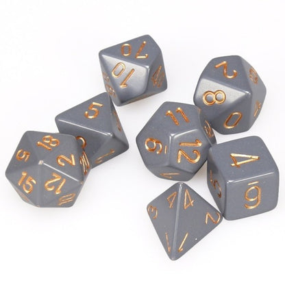 Chessex - Opaque Polyhedral 7-Die Set - Dark Grey/Copper (CHX25420) - Good Games