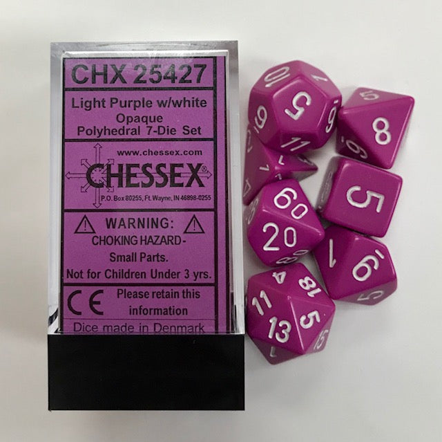 Chessex - Opaque Polyhedral 7-Die Set - Light Purple/White (CHX25427)