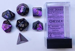Chessex - Gemini Polyhedral 7-Die Set - Black Purple/Gold (CHX26440)