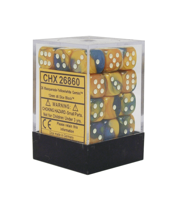 Chessex - Gemini 12mm D6 Set - Masquerade Yellow/White (CHX26860)