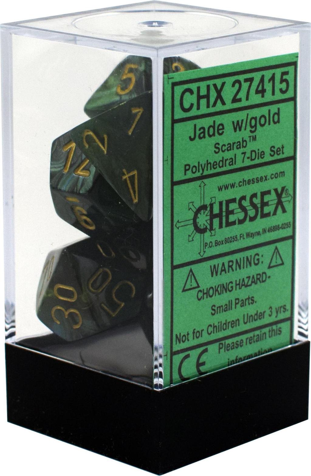 Chessex - Scarab Polyhedral 7-Die Set - Jade/Gold (CHX27415)