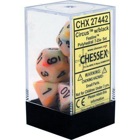 Chessex - Festive Polyhedral 7-Die Set - Circus/Black (CHX27442) - Good Games