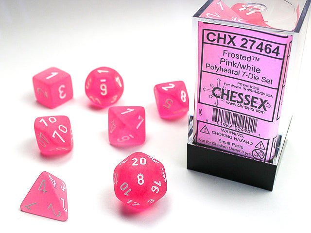 Chessex - Frosted Polyhedral 7-Die Set - Pink/white (CHX27464) - Good Games
