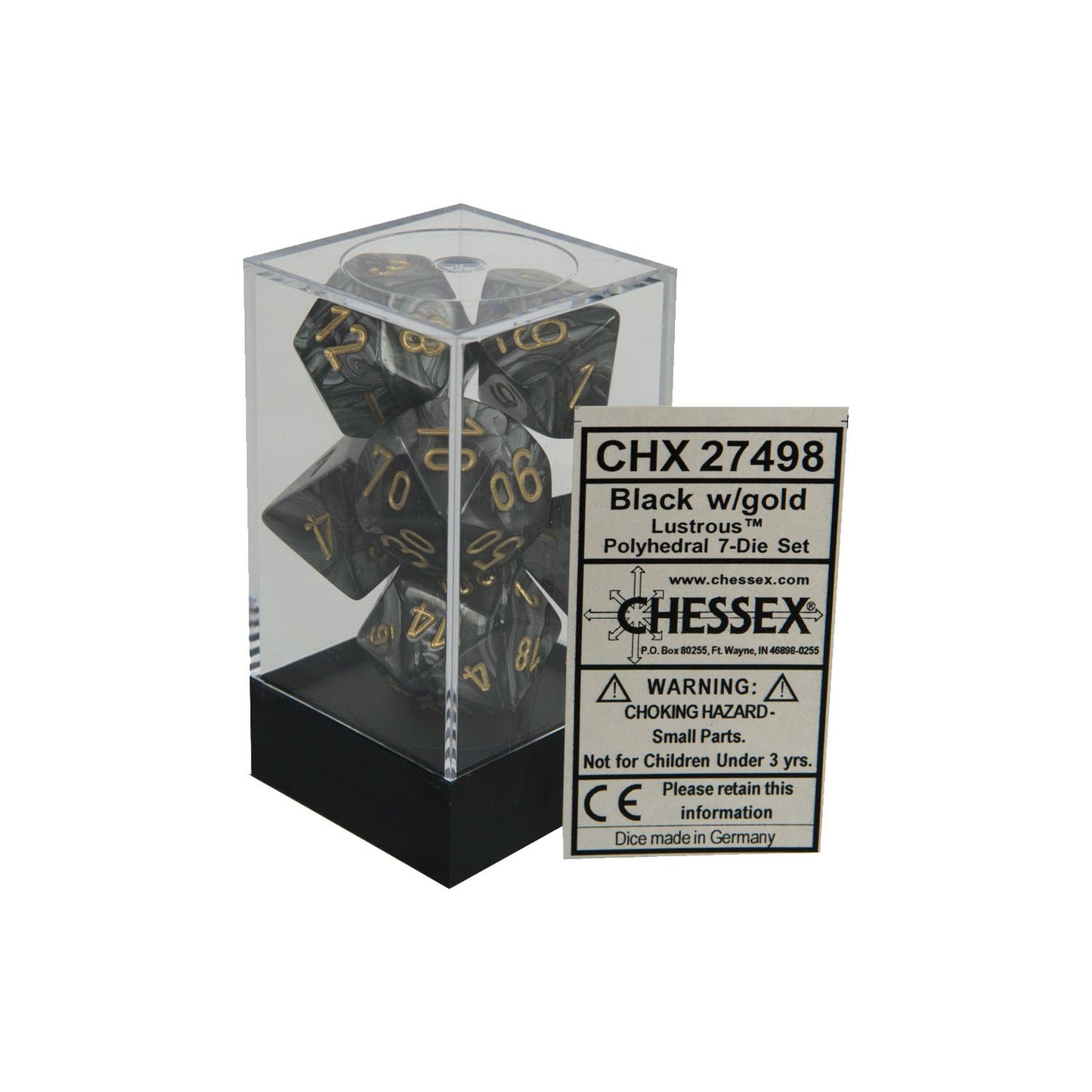 Chessex - Lustrous Polyhedral 7-Die Set - Black/Gold (CHX27498) - Good Games
