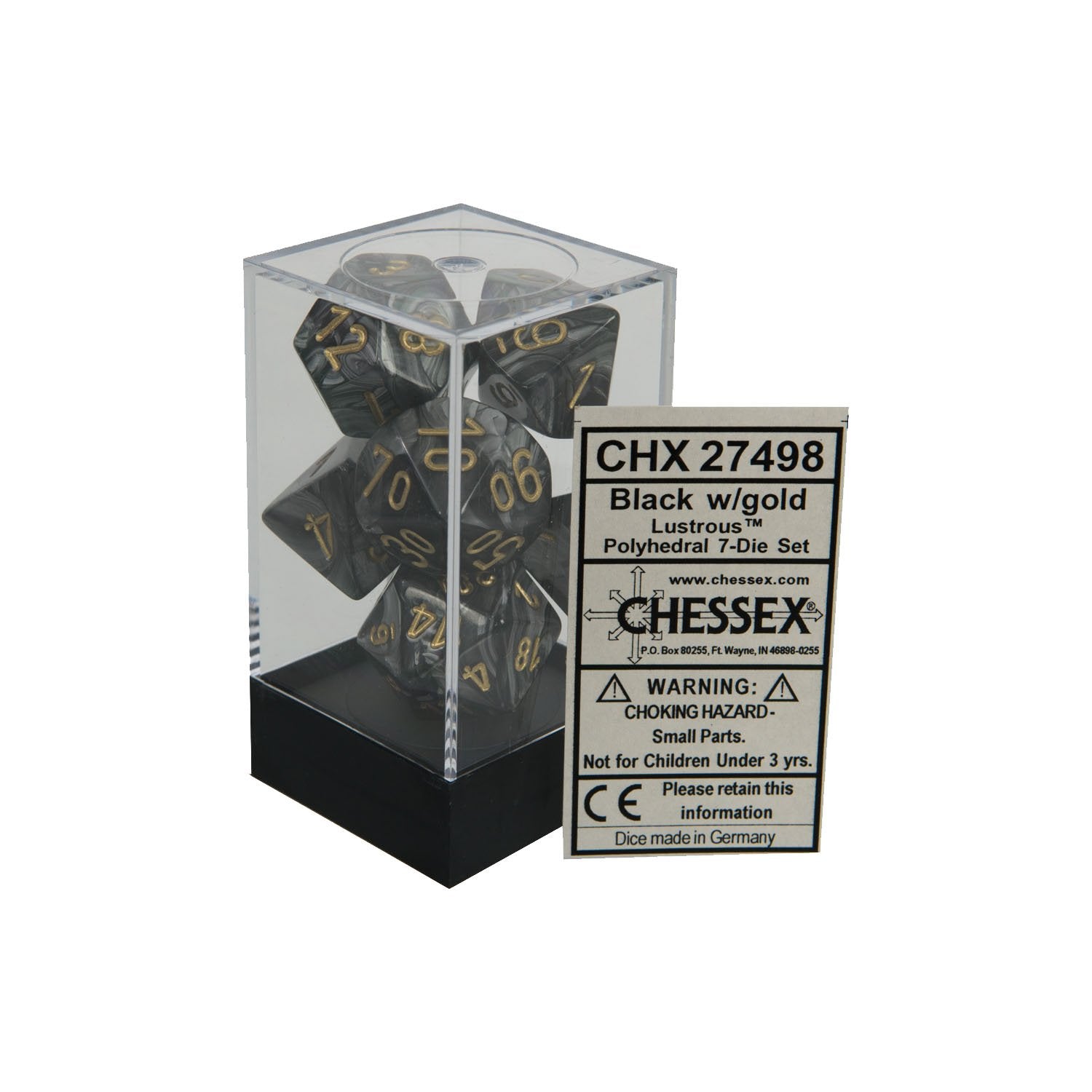 Chessex - Lustrous Polyhedral 7-Die Set - Black/Gold (CHX27498) - Good Games