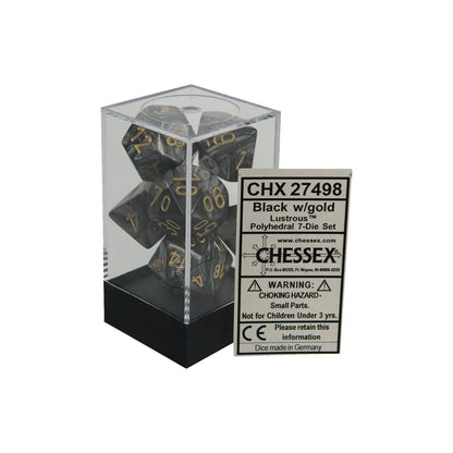 Chessex - Lustrous Polyhedral 7-Die Set - Black/Gold (CHX27498) - Good Games