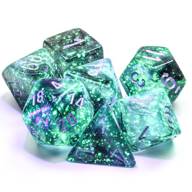 Chessex - Borealis Luminary Polyhedral 7-Die Set - Light Smoke/Silver (CHX27578) - Good Games
