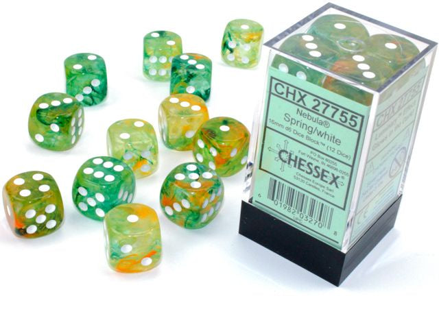 Chessex - Nebula Luminary 16mm 12 Die Set - Spring/White (CHX 27755)