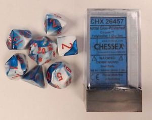 Chessex - Gemini Polyhedral 7-Die Set - Astral Blue White/Red (CHX26457) - Good Games