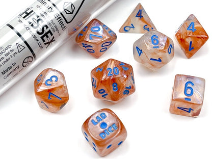 Chessex - Borealis Rose Gold/Light Blue polyhedral 7-Die Set (CHX30045) - Good Games