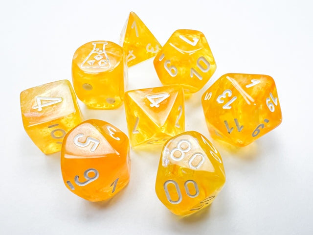 Chessex - Borealis Polyhedral 7 Dice Set - Canary/White Luminary (CHX30053) - Good Games