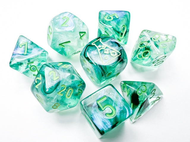 Chessex - Borealis Polyhedral 7 Dice Set - Kelp/Light Green Luminary (CHX30054) - Good Games