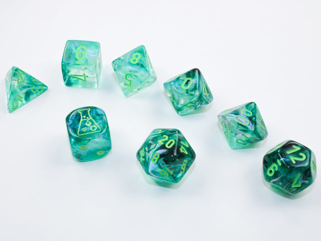Chessex - Borealis Polyhedral 7 Dice Set - Kelp/Light Green Luminary (CHX30054) - Good Games