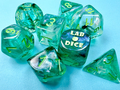 Chessex - Borealis Polyhedral 7 Dice Set - Kelp/Light Green Luminary (CHX30054) - Good Games