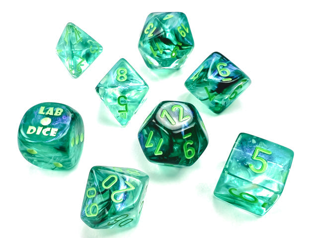 Chessex - Borealis Polyhedral 7 Dice Set - Kelp/Light Green Luminary (CHX30054) - Good Games