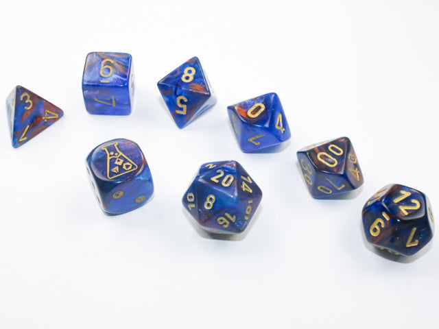 Chessex - Lustrous Polyhedral 7 Dice Set - Azurite/Gold (CHX30055) - Good Games