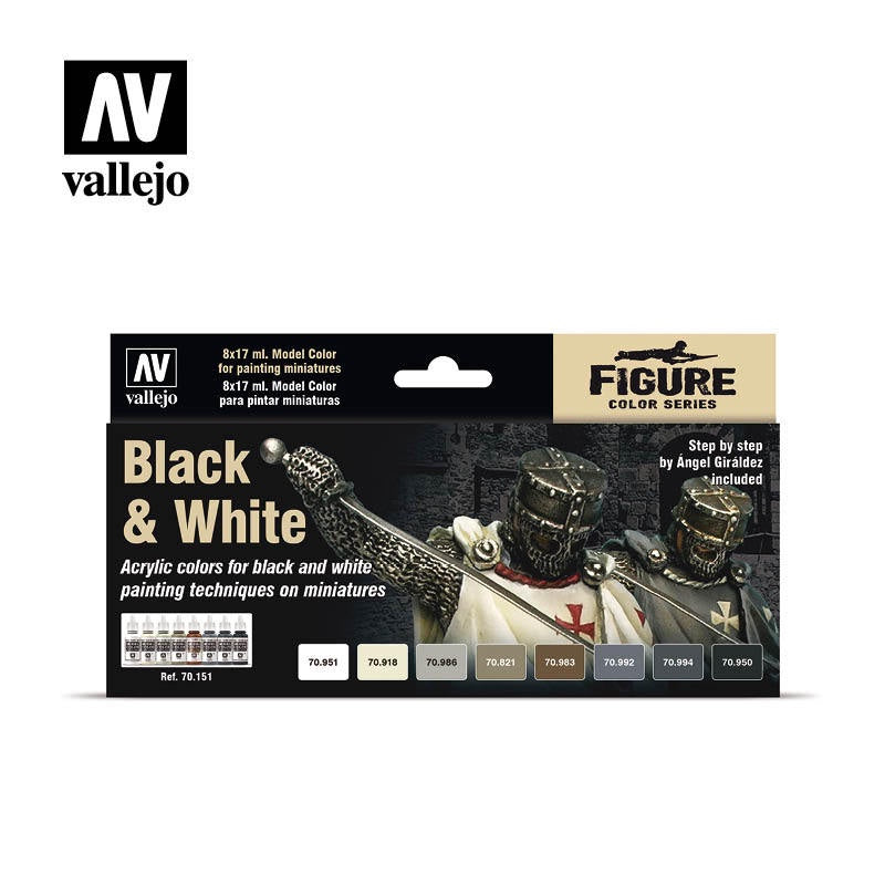 Vallejo Model Colour - Black & White Set (8) by Angel Giraldez - Good Games