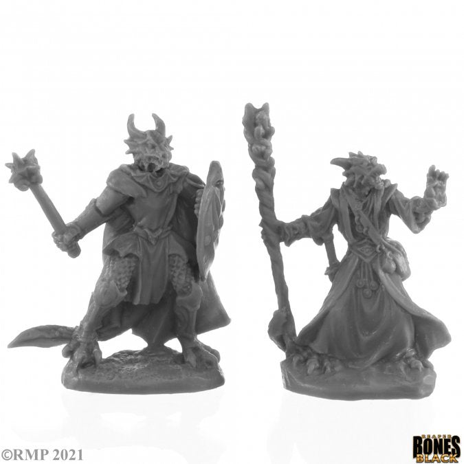 Reaper Bones Black - Dragonfolk Wizard And Cleric
