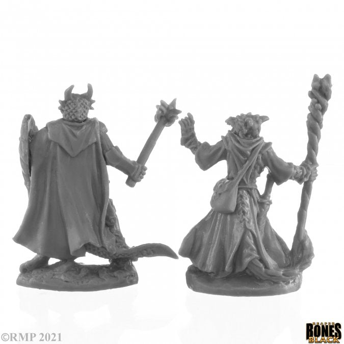 Reaper Bones Black - Dragonfolk Wizard And Cleric
