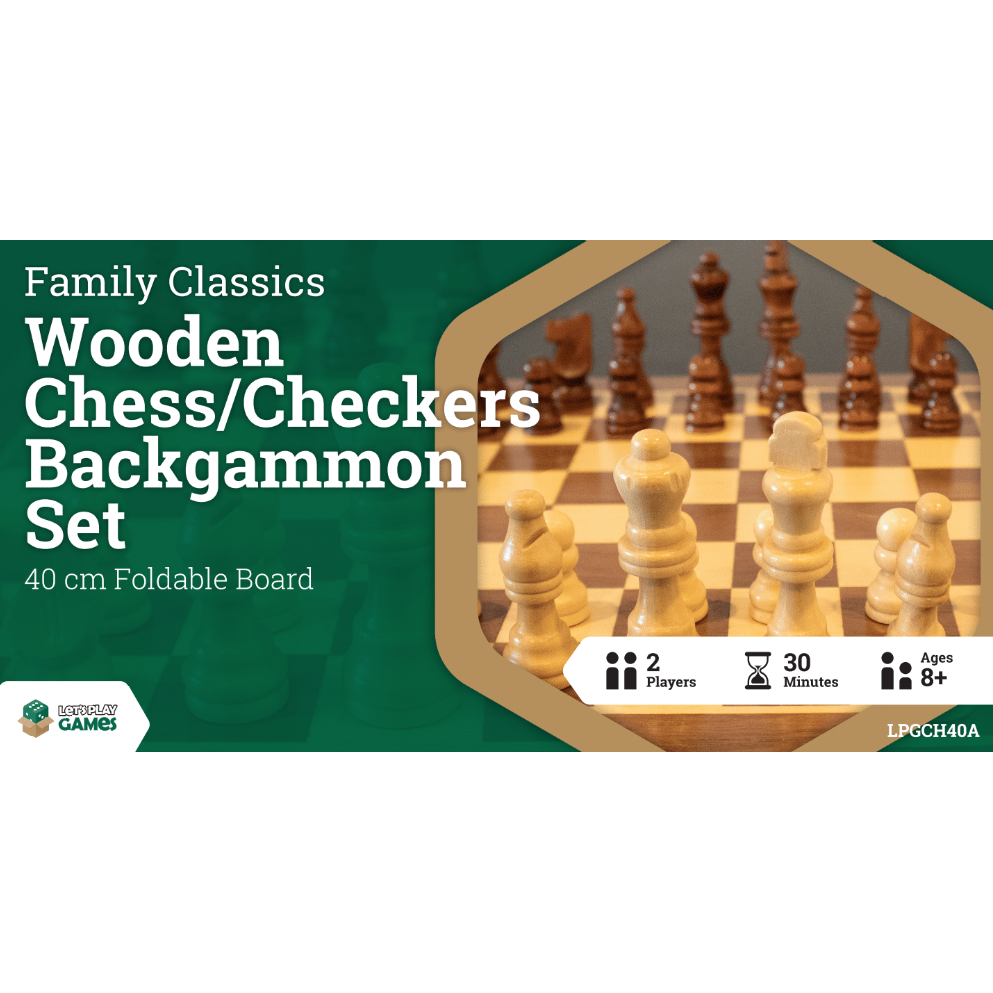 LPG Wooden Folding Chess/Checkers/Backgammon Set 40cm - Good Games