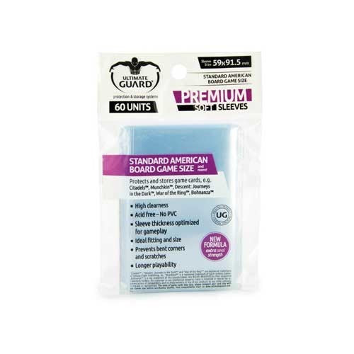 Ultimate Guard Premium Soft Sleeves For Board Game Cards Standard American (60) - Good Games