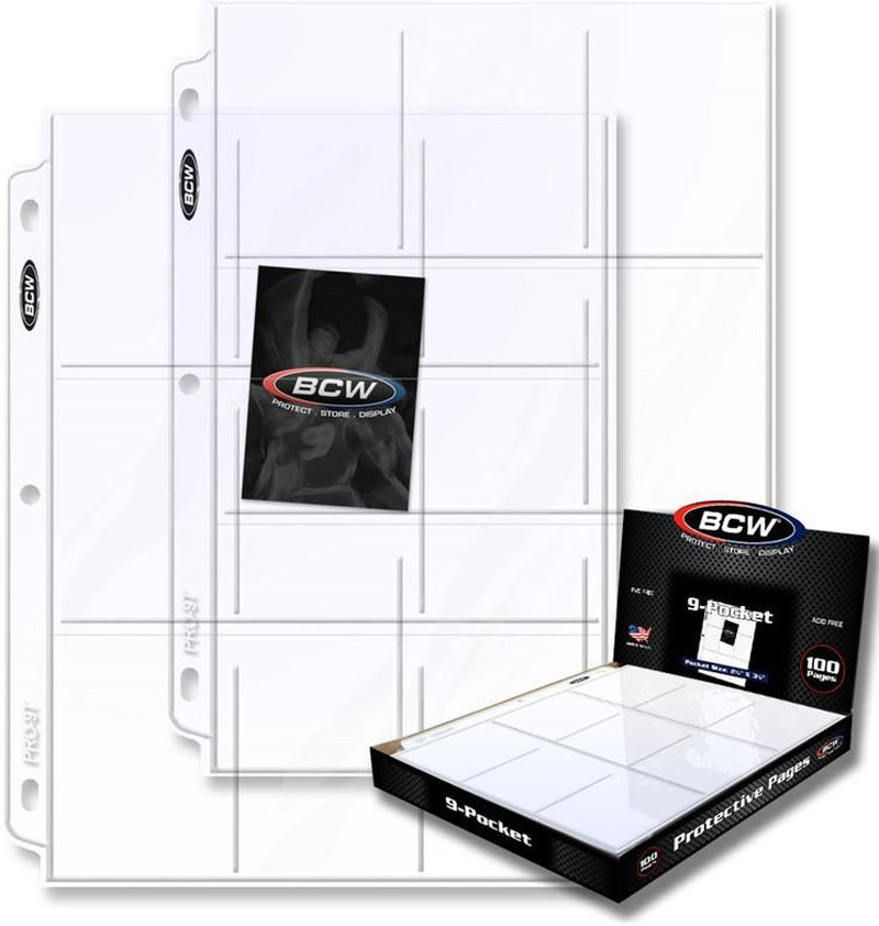 BCW 9 Pocket Protective Pages Top Loading (100 pages per box) - Good Games