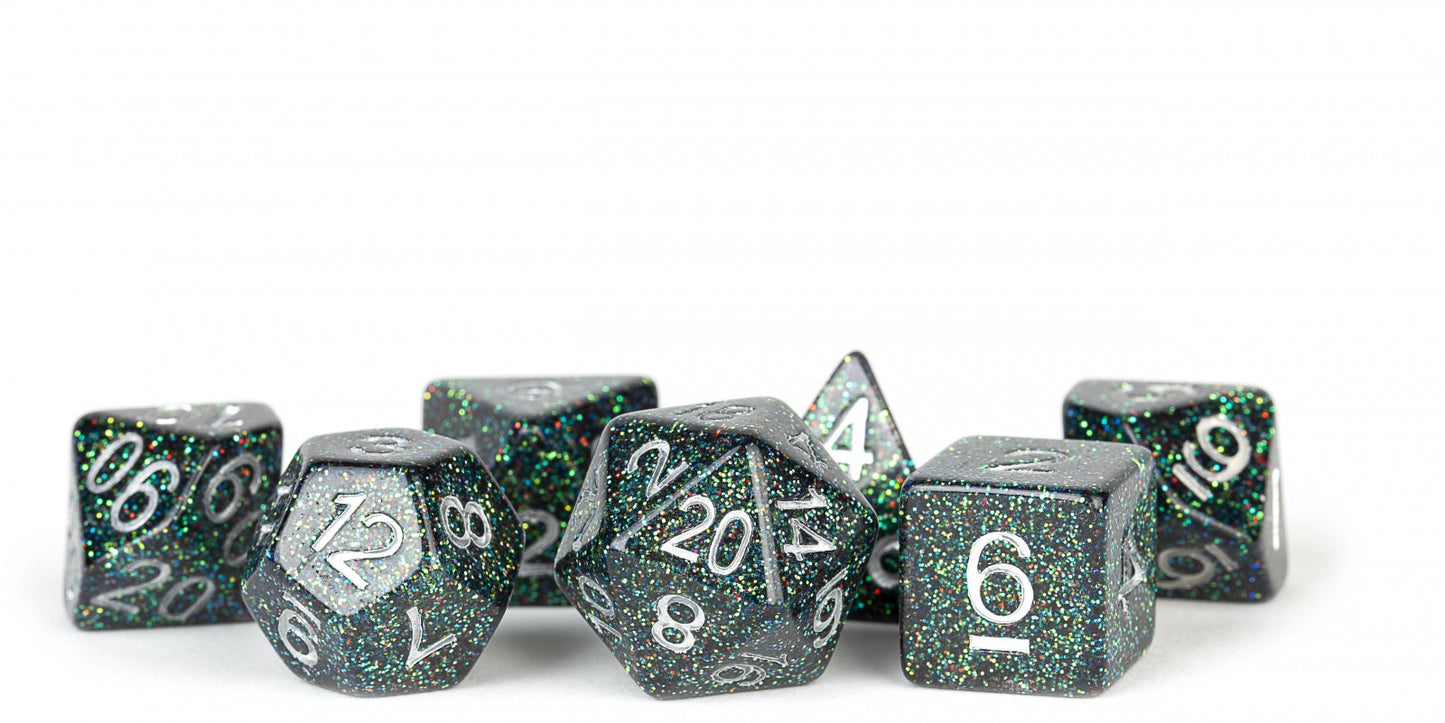 Metallic Dice Games - Resin 16mm Polyhedral Dice Set - Astro Mica - Good Games