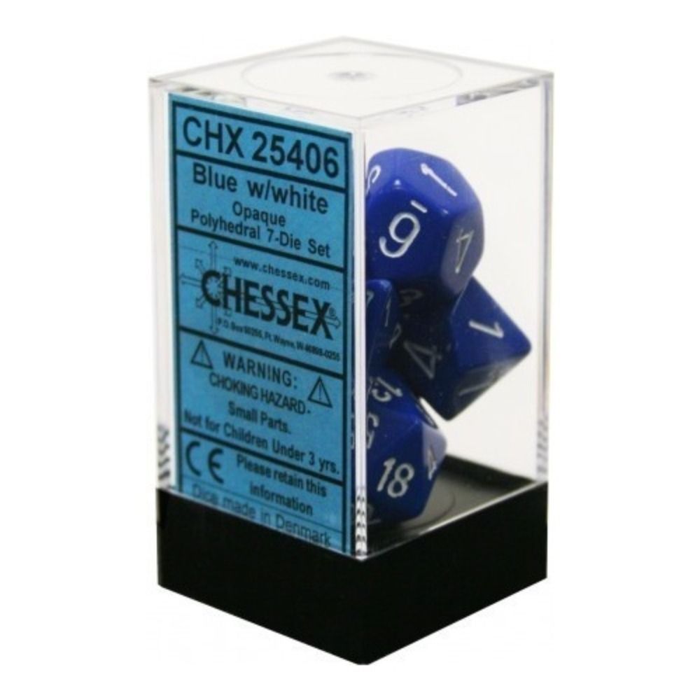 Chessex - Opaque Polyhedral 7-Die Set - Blue/White (CHX25406)