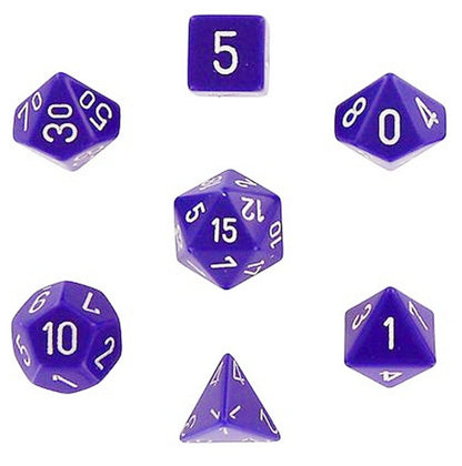 Chessex - Opaque Polyhedral 7-Die Set - Purple/White (CHX25407) - Good Games